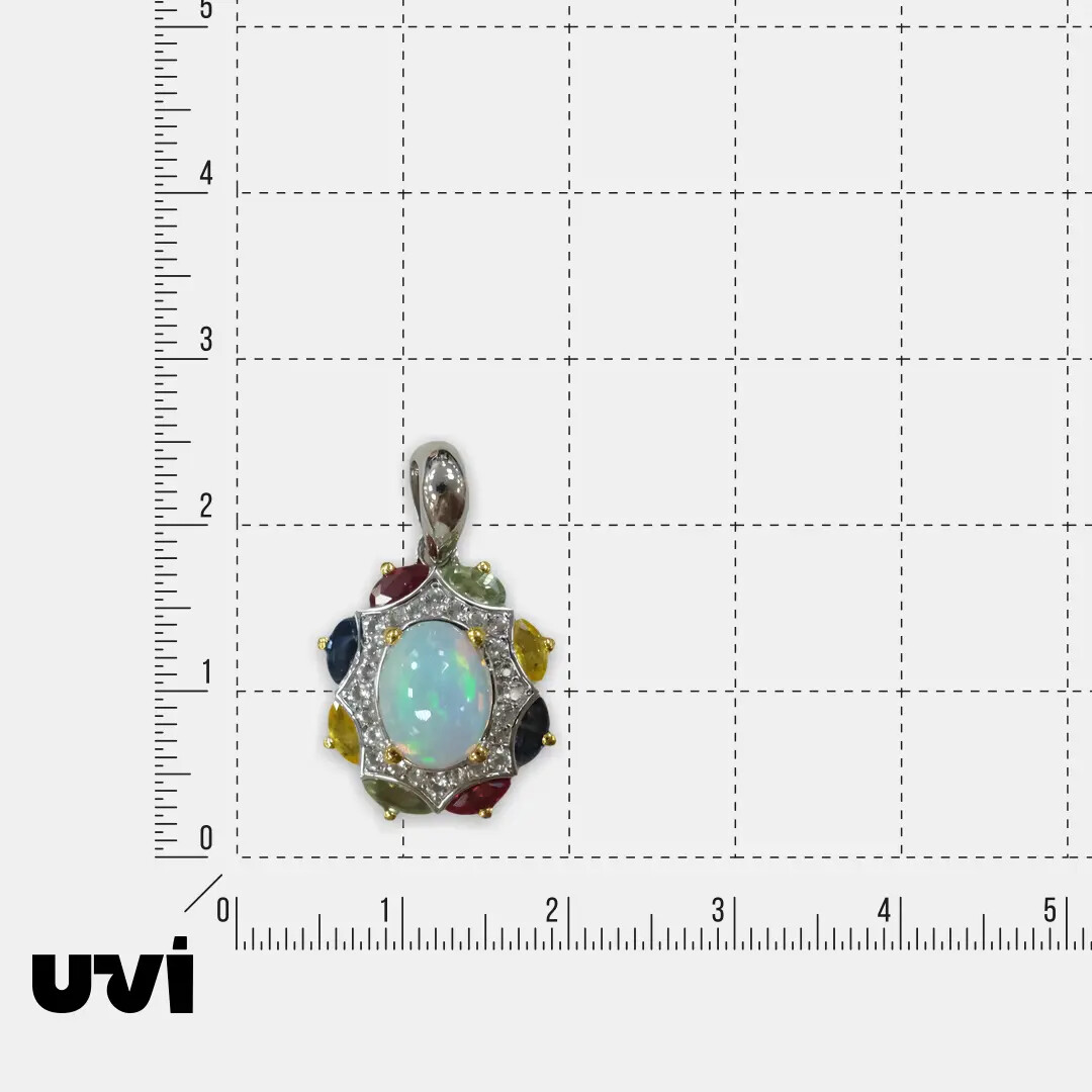 Серебряная подвеска с опалом и мультисапфирами